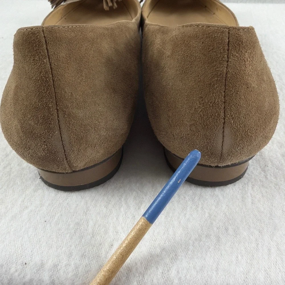 Via Spiga Devin‎ Brown Suede Tassel Bow Pointed Toe Ballet Flats Size 11M